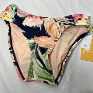 NEW Kona Sol Women's Bikini Bottoms Floral Hipster Side Straps XS (0-2)